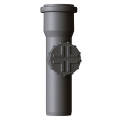 Plastic sewer pipe grey on white background, isolated. 3D rendering of excellent quality in high resolution. It can be enlarged and used as a background or texture.