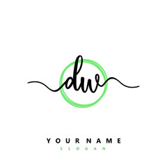 DW Initial handwriting logo vector	