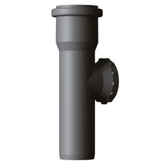 Plastic sewer pipe grey on white background, isolated. 3D rendering of excellent quality in high resolution. It can be enlarged and used as a background or texture.