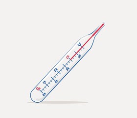 Vector illustration of medical thermometer. Cartoon style