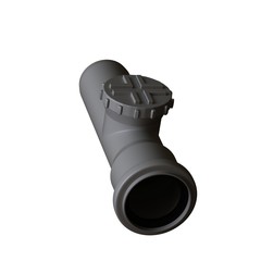 Plastic sewer pipe grey on white background, isolated. 3D rendering of excellent quality in high resolution. It can be enlarged and used as a background or texture.