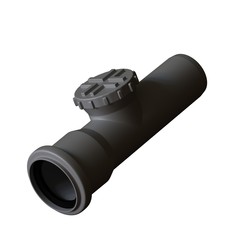 Plastic sewer pipe grey on white background, isolated. 3D rendering of excellent quality in high resolution. It can be enlarged and used as a background or texture.