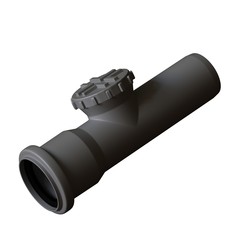 Plastic sewer pipe grey on white background, isolated. 3D rendering of excellent quality in high resolution. It can be enlarged and used as a background or texture.