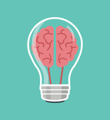 Creative brain light bulb vector