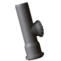 Plastic sewer pipe grey on white background, isolated. 3D rendering of excellent quality in high resolution. It can be enlarged and used as a background or texture.