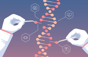 CRISPR CAS9 - Genetic engineering. Gene editing tool research illustration