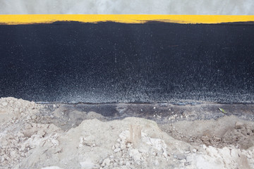 Waterproofing foundation bitumen. Foundation Waterproofing, Damp proofing Coatings.Waterproofing house foundation with spray on tar. Construction techniques for waterproofing basement and foundations