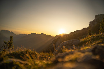 Berglandschaft im Sonnenuntergang