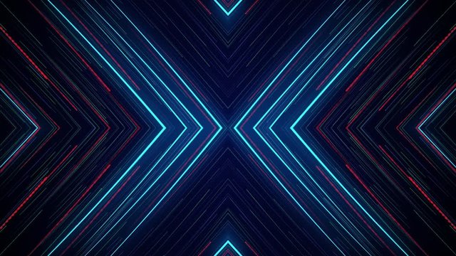 blue neon light abstract visual geometry motion graphic technology digital concept