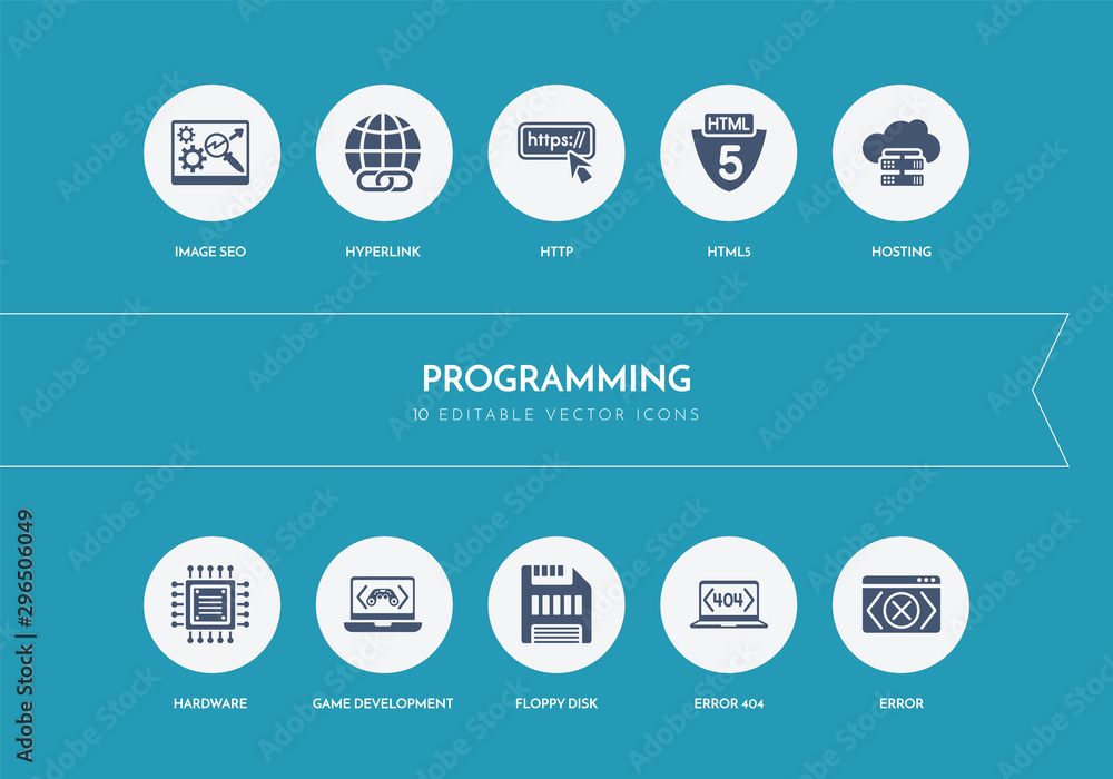 Poster 10 programming concept blue icons