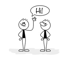 Vector illustration. Stick figure. Hi.
