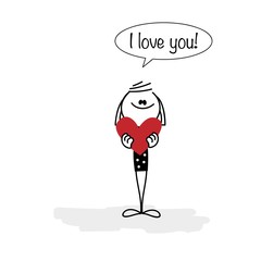 Vector illustration. I love you. Girl.