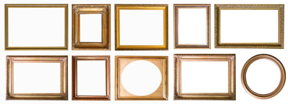 Frames paintings gold antique antiquity collection isolated museum