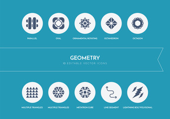10 geometry concept blue icons