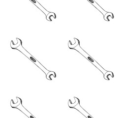 Seamless pattern with the images of open-end wrench.Suitable for wrapping paper, wallpaper, cases for devices.