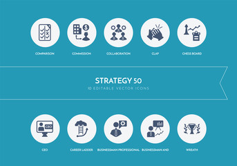 10 strategy 50 concept blue icons