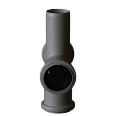 Plastic sewer pipe grey on white background, isolated. 3D rendering of excellent quality in high resolution. It can be enlarged and used as a background or texture.