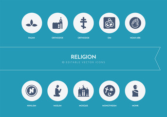 10 religion concept blue icons