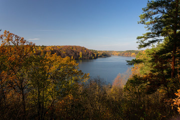 Fototapeta na wymiar beautiful lake in golden autumn