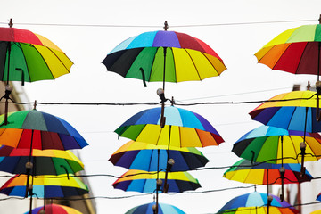 multicolored umbrella decoration.