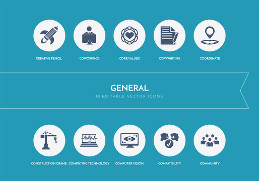 10 general concept blue icons