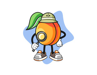 Apricots archaeologist mascot design vector. Cartoon character illustration for business, t shirt, sticker.