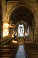 interior view of the Notre Dame de Roncier church in Josselin