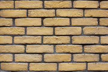 yellow brick wall as background.