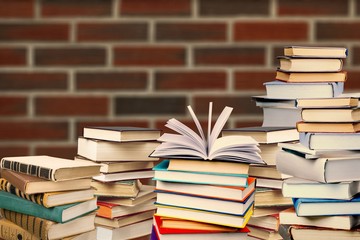 Old books on dark  background