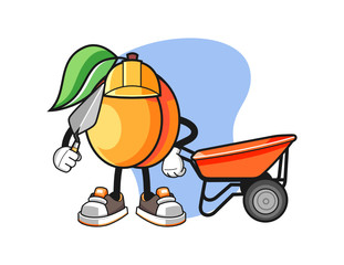 Apricots builder mascot design vector. Cartoon character illustration for business, t shirt, sticker.