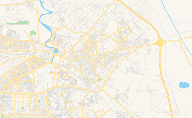 Fototapeta na wymiar Printable street map of Ghaziabad, India