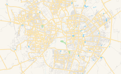 Fototapeta na wymiar Printable street map of Vadodara, India