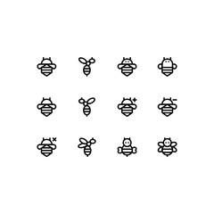 Set of honeybee, agriculture, bee, outline style icon - vector