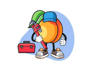 Apricots plumber mascot design vector. Cartoon character illustration for business, t shirt, sticker.