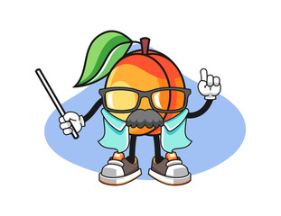 Apricots scientist professor mascot design vector. Cartoon character illustration for business, t shirt, sticker.
