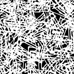 Grunge background monochrome vector seamless. Black and white vintage texture. Randomly arranged elements