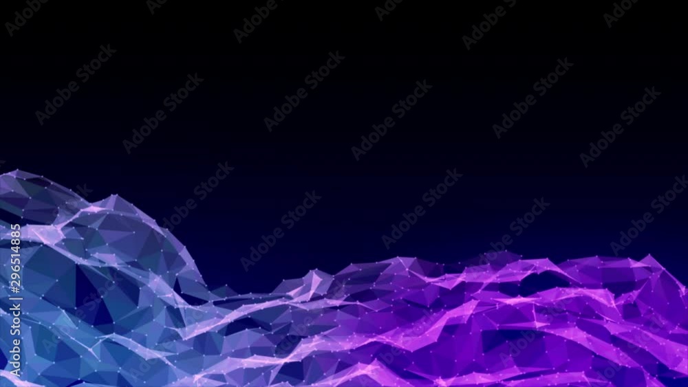 Wall mural wave surface gateway of space tunnel portal for future with grid wireframe wall dot line and circle 