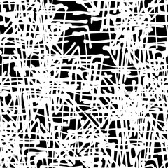 Grunge background monochrome vector seamless. Black and white vintage texture. Randomly arranged elements