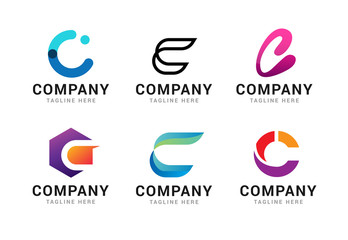 Fototapeta na wymiar Set of letter C logo icons design template elements. Collection of vector sign symbol