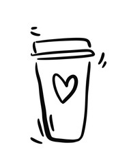 Tea, Cup, Coffee. Illustration Hand Drawn Brush. Flat, Icon, Sign, Symbol, Object, Graphic Design, Element