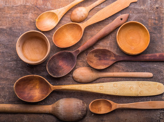 assortment of wooden spoons.