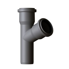 Plastic sewer pipe grey on white background, isolated. 3D rendering of excellent quality in high resolution. It can be enlarged and used as a background or texture.