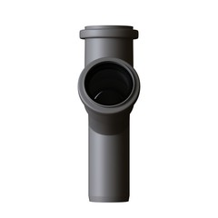 Plastic sewer pipe grey on white background, isolated. 3D rendering of excellent quality in high resolution. It can be enlarged and used as a background or texture.
