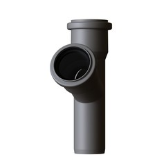Plastic sewer pipe grey on white background, isolated. 3D rendering of excellent quality in high resolution. It can be enlarged and used as a background or texture.