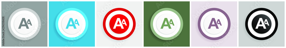 Poster Alphabet icon set, colorful flat design vector illustrations in 6 options for web design and mobile applications