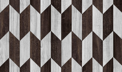 Wood texture for background. Parquet floor with geometric pattern. Panel of planks for wall decoration.