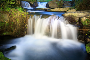 The wonderful waterfalls of mountain ice cream at night,water,and nature views and light games