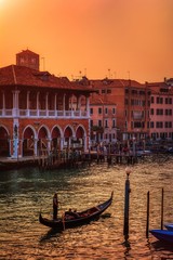 Traditional Gondola at sunset in Venice, Italy. © StockPhotoAstur