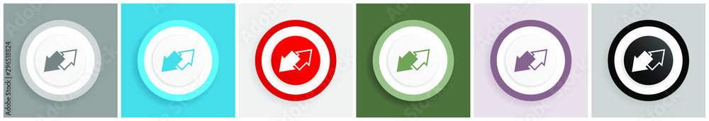 Fototapete exchange icon set, colorful flat design vector illustrations in 6 options for web design and mobile 