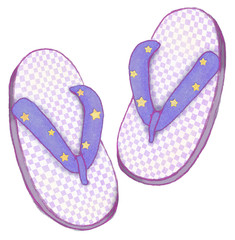 和小物　草履のカットイラスト　星と紫の市松模様